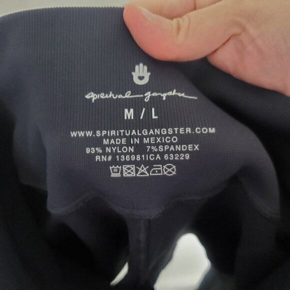 NWT Spiritual Gangster X Soulcycle Ribbed High Waist Bike Shorts Dark Gray M/L - Picture 12 of 13